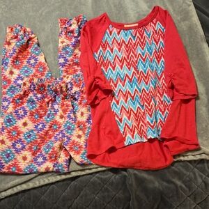 Red Camel Red and Blue Zigzag Long Sleeve Tee And Pj Pants: Kids B